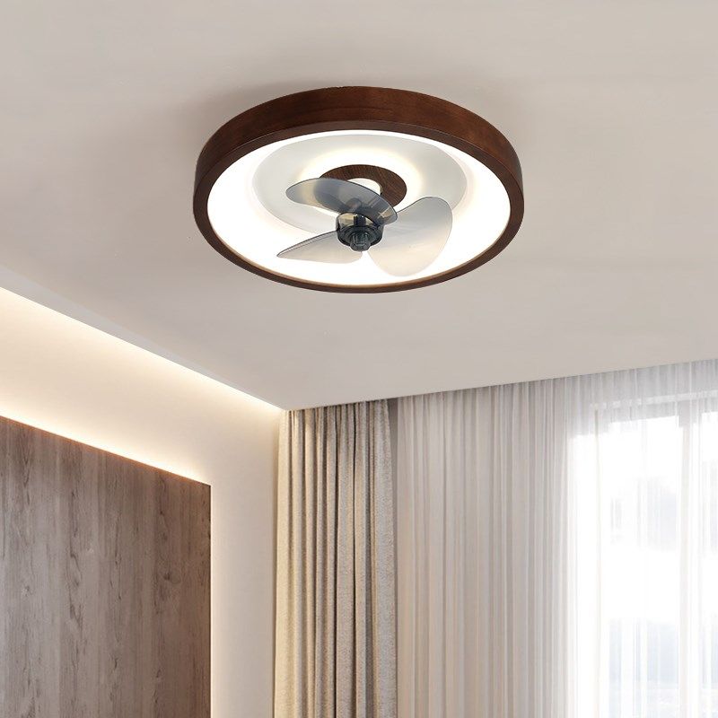 实木变频风扇灯简约现代智能吸顶灯胡桃木色电扇灯LED卧室房间灯,淘宝优惠券,粉丝福利购,淘宝优惠卷