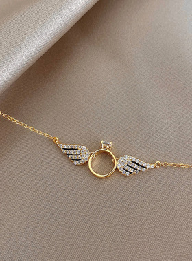 高级感女ins风天使之翼吊坠小众锁骨链百搭项链