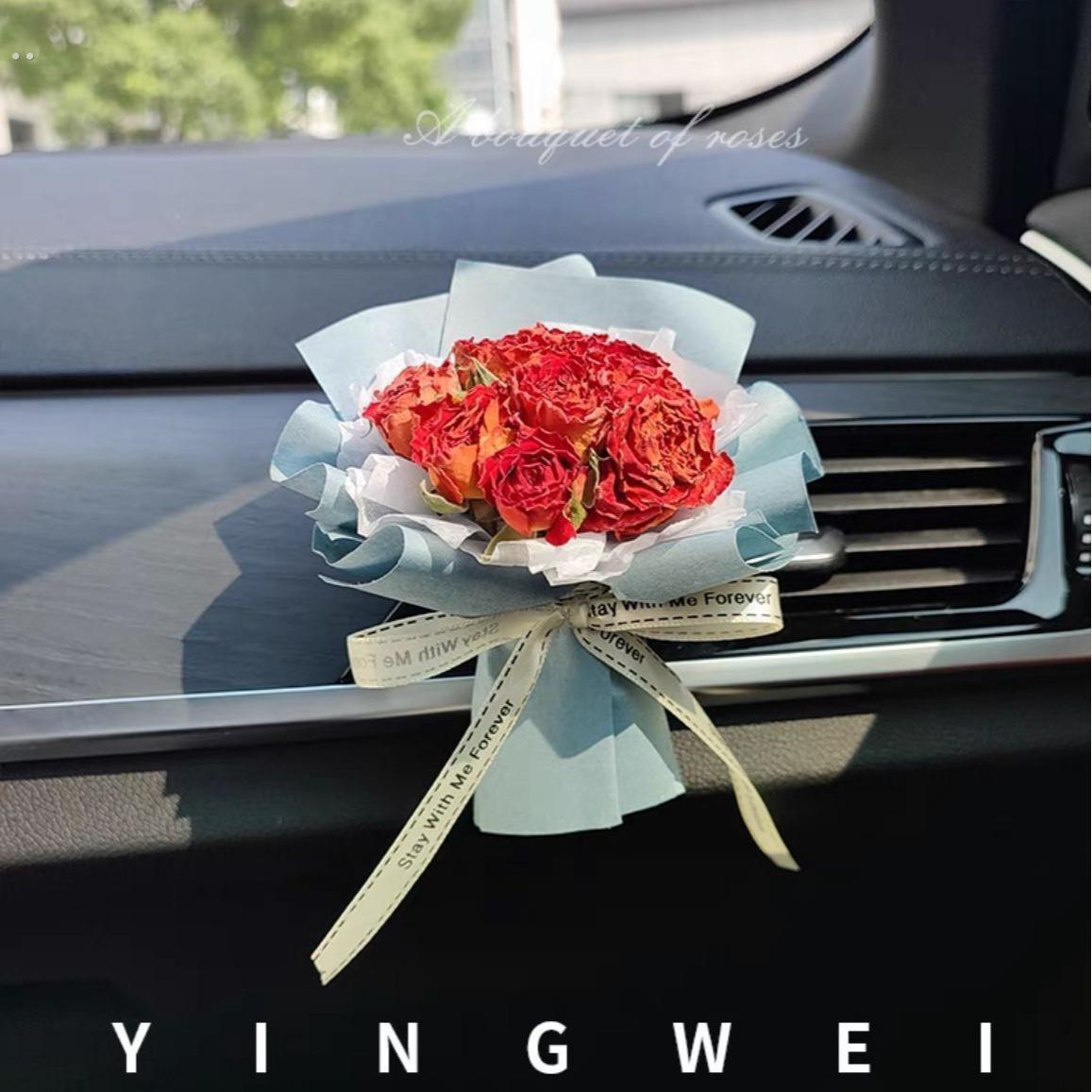 迷你精致干花束玫瑰结婚伴手礼情人节出风口车载夹毕业生日礼物 - 图2