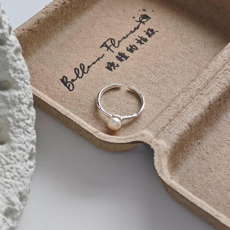 Shijia mini pearl beaded elastic cord ring fresh water ring small sugar cube ring that does not pick up the hand circumference