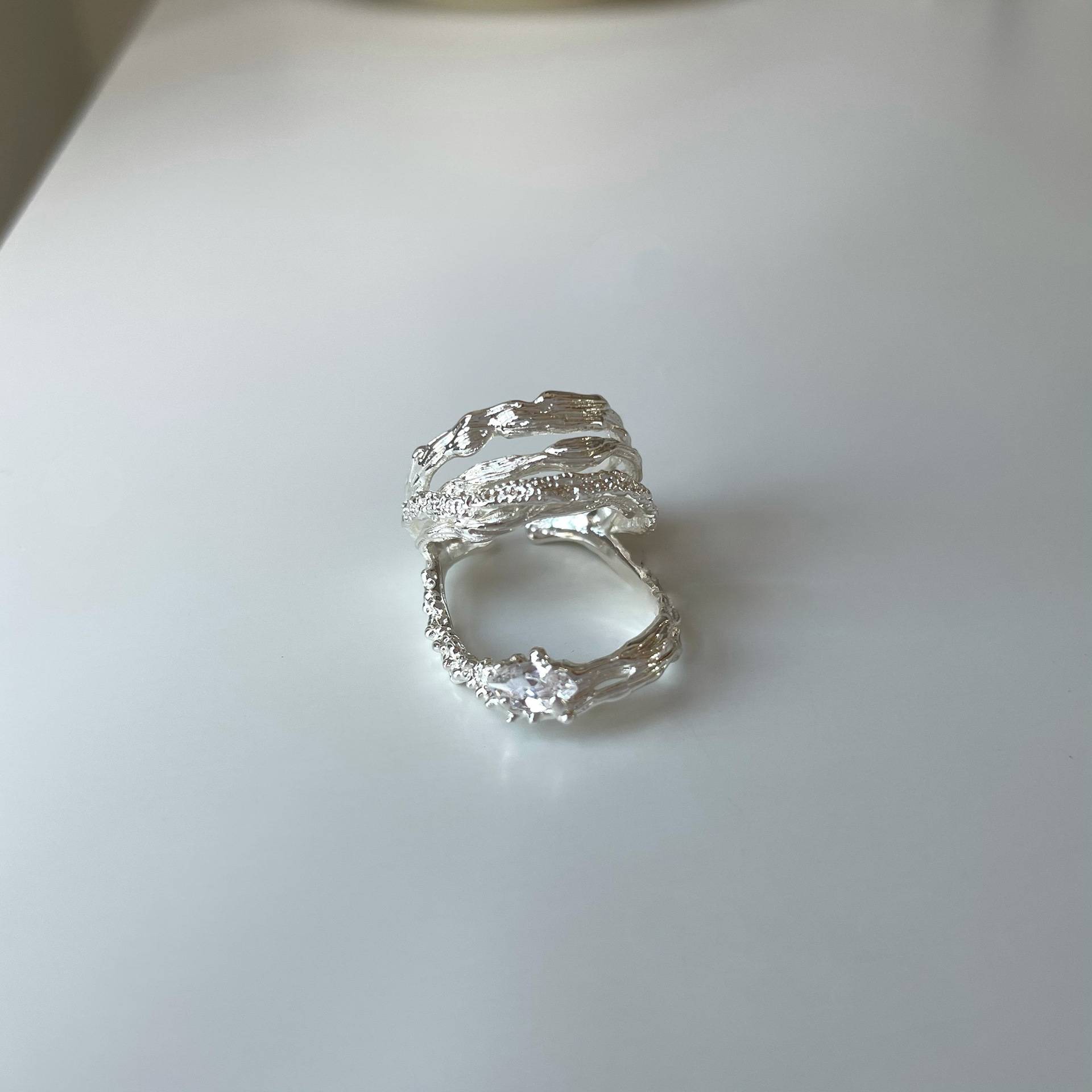 Korean niche design open ring personalized stacked open ring for women 2023 new irregular index finger ring
