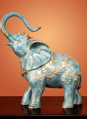 《大富大贵》纯铜大象摆r件一对招财聚财吸水象进门玄关酒柜装饰