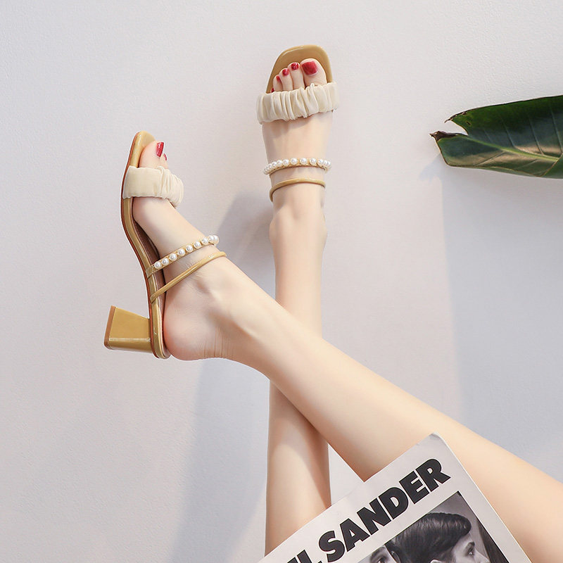 高跟凉鞋女20i22今年新款夏季两穿时装鞋法式中粗跟凉拖仙女鞋配,淘宝优惠券,粉丝福利购,淘宝优惠卷