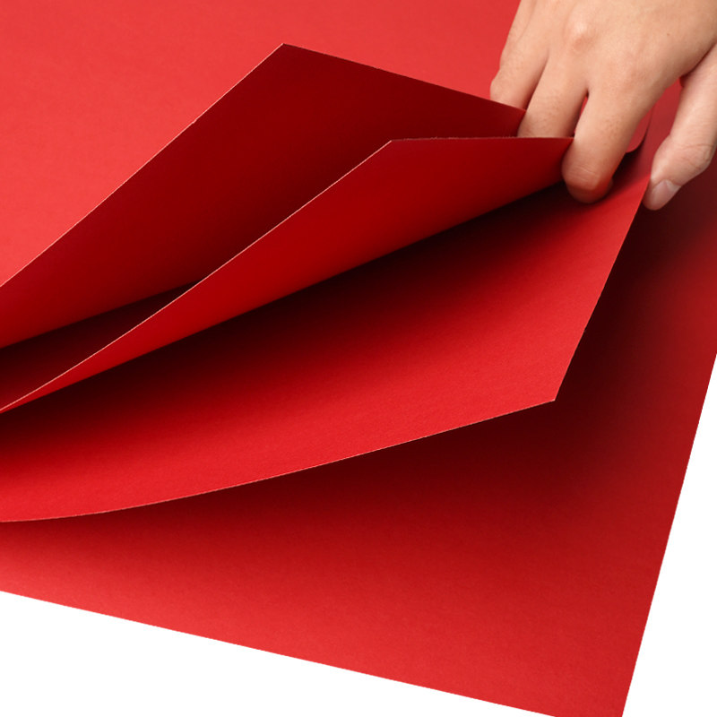 Large piece of Chinese red handmade hard cardboard DIY paper-cut material full red cardboard A4 printing paper festive red paper back