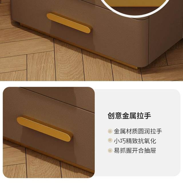 Smart bedside table light luxury simple modern installation-free bedroom charging multi-function storage solid wood storage bedside table