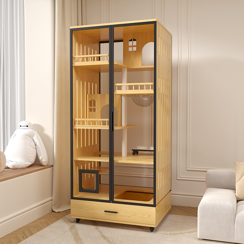 不占地猫别墅猫窝猫厕所一体实木猫咪笼子猫笼子猫柜猫屋家用室内 - 图2