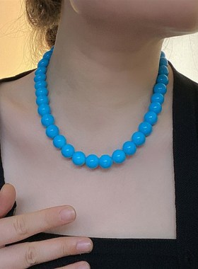 新款多巴胺糖果亮色串珠项链女简约时尚百搭锁骨链卫衣颈链配饰