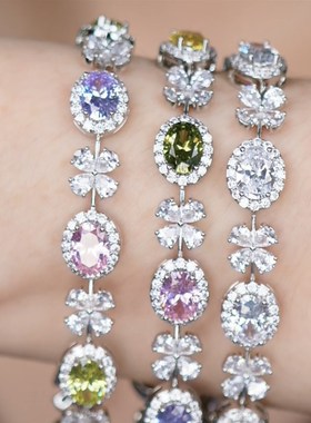 小如四叶花典雅高贵紫时尚轻奢微镶人造石手錬手表扣