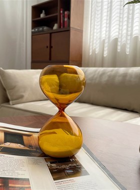 复古焦茶色玻璃沙漏计时器15分钟创意摆件客厅桌面家居装饰品礼物