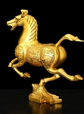 铜马摆件纯铜马踏飞燕生肖马家居玄关办公室桌面装饰马到成功奔马