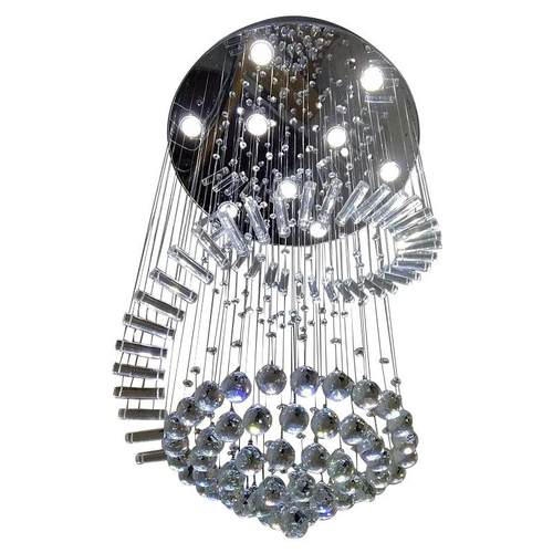 复式楼客厅楼梯水晶吊灯大气别墅样板间酒店大厅楼中楼挑空大吊灯 - 图3