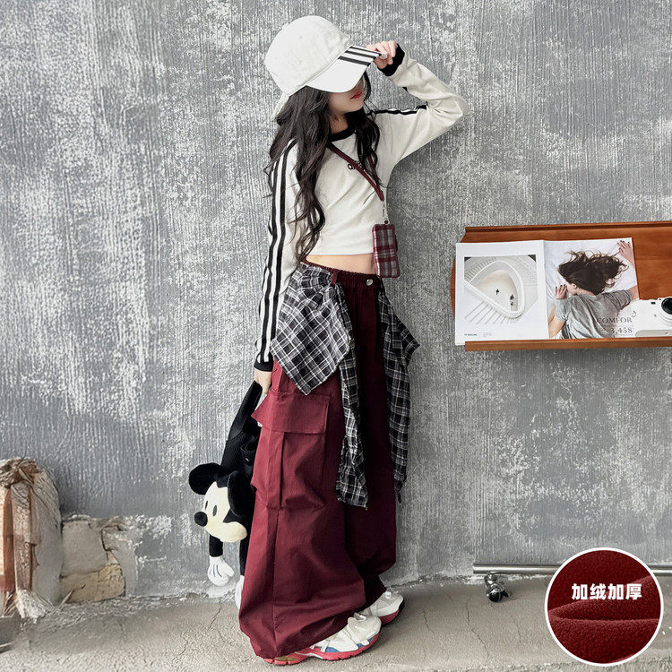 女童工装裤加绒加厚秋冬装2025新款儿童阔腿裤中大童女孩直筒裤子,淘宝优惠券,粉丝福利购,淘宝优惠卷