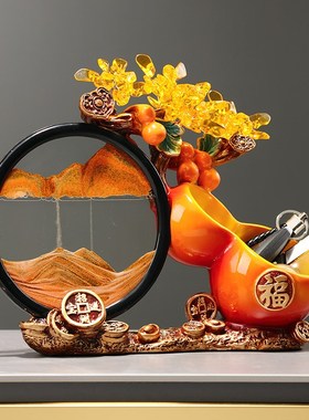 玄关葫芦钥匙收纳摆件流沙画 创意客厅电视柜酒柜装饰品柿柿如意