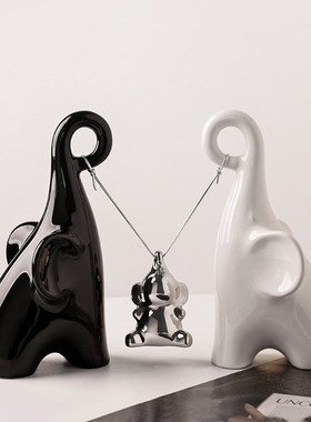 家居装饰品创意简约大象摆件客厅电视柜酒柜高级感新房.子小众乔