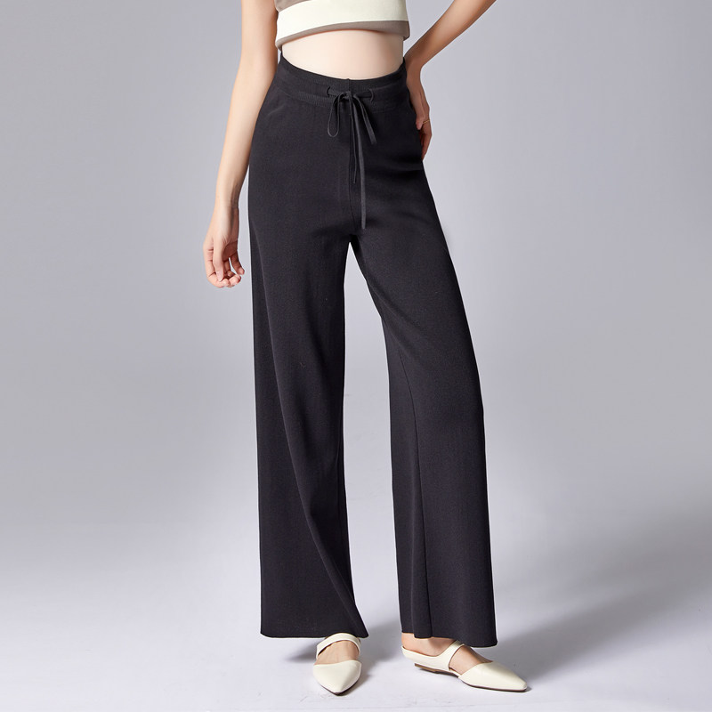 孕妇阔腿裤春秋外穿垂感冰丝针织裤休闲长裤夏装粉色孕期宽松裤子,淘宝优惠券,粉丝福利购,淘宝优惠卷