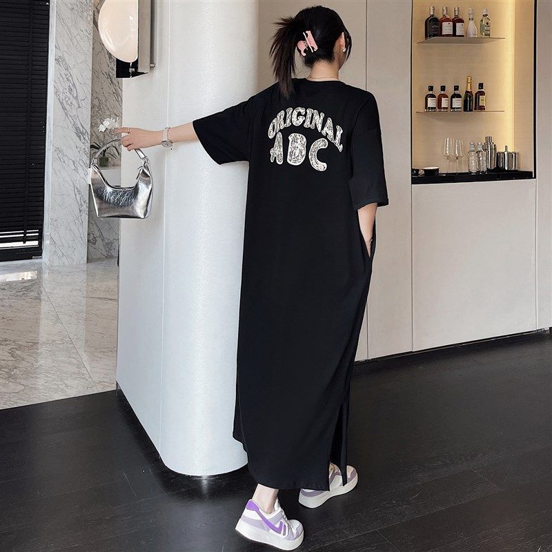 哺乳期夏装时尚辣妈款外出喂奶衣大码女宽松显瘦黑色连衣裙中长款,淘宝优惠券,粉丝福利购,淘宝优惠卷