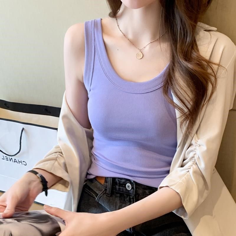 糖果色吊带背心女2024春夏新款遮副乳露锁骨修身内搭外穿无袖上衣,淘宝优惠券,粉丝福利购,淘宝优惠卷