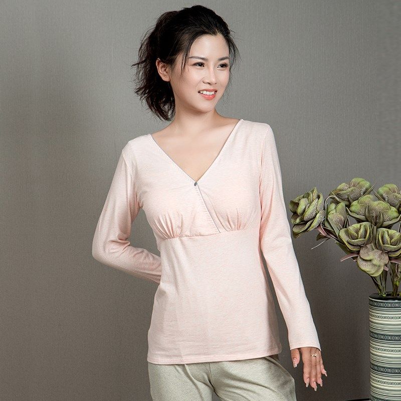 棉交叉哺乳上衣产后喂奶衣大码打底衫月子服孕妇睡衣四季可穿,淘宝优惠券,粉丝福利购,淘宝优惠卷