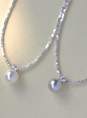 碎银几两珍珠吊坠项链女小众高级设计感2024年新款爆款百搭蛇骨链