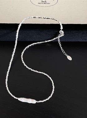纯银天然淡水珍珠项炼女款轻奢小众碎银子设计感锁骨炼高级感颈炼