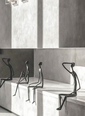 现代极简坐姿人物雕m塑摆件客厅玄关隔断电视柜地台抽象艺术装饰