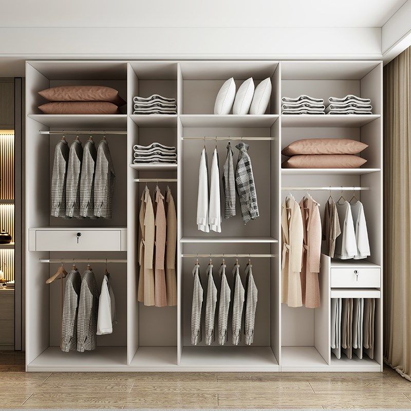 衣柜现代简约家用卧室白色女生柜子实木质四六一门到顶整体大衣橱,淘宝优惠券,粉丝福利购,淘宝优惠卷