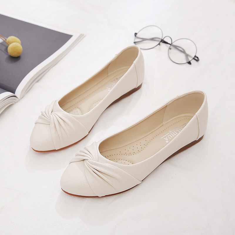 单鞋女鞋子2024新款春秋浅口豆豆鞋G百搭妈妈鞋软底软皮防滑平底,淘宝优惠券,粉丝福利购,淘宝优惠卷