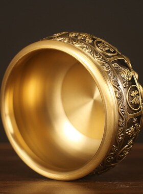 旺财运聚财摆件h纯铜聚宝盆有求必应客厅办公桌玄关中式工艺品摆