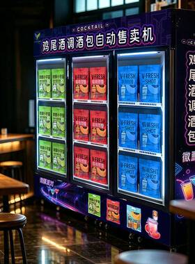立式冷藏鸡尾酒售货机自助小酒馆多种基酒调配无人扫码售酒机