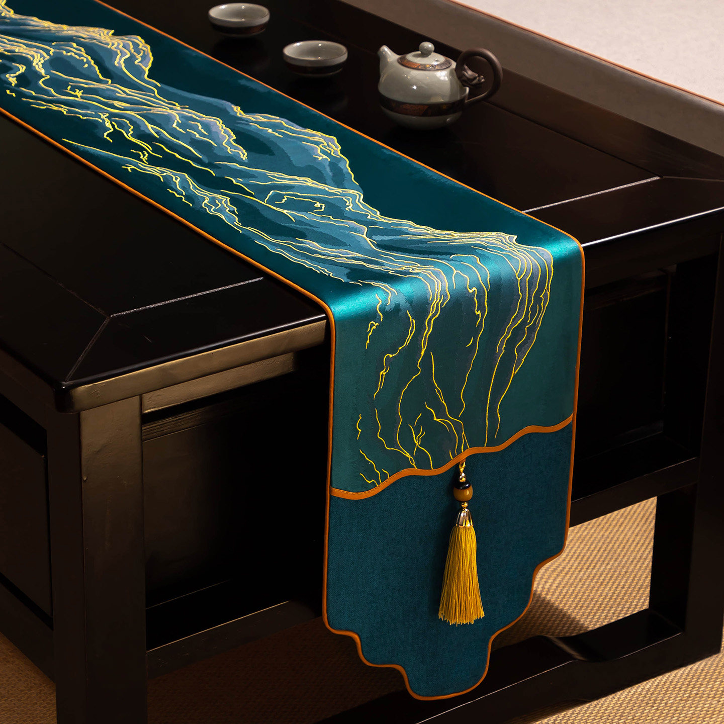 新中式桌旗现代简约茶桌布布艺茶席垫子茶台茶旗茶几垫布餐桌台布,淘宝优惠券,粉丝福利购,淘宝优惠卷