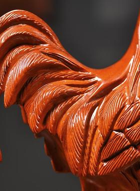 花梨木雕鸡十二生肖鸡摆件实木家居客厅电视柜装饰工艺品乔迁送礼