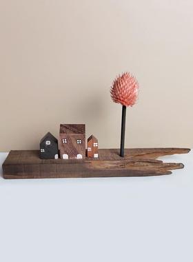 小摆件纯手工创意diy木制摆设家居桌面田园装饰品木屋工艺品房子