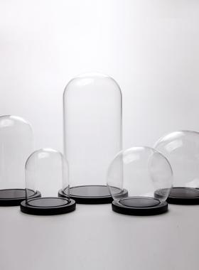 黑色永生花玻璃罩干花透明展示盒人偶圣诞树积木手模手办防尘罩