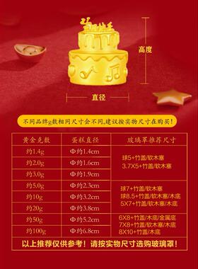 适用黄金足金生日蛋糕摆件纯金专用装饰收纳盒玻璃罩子纪念收藏盒