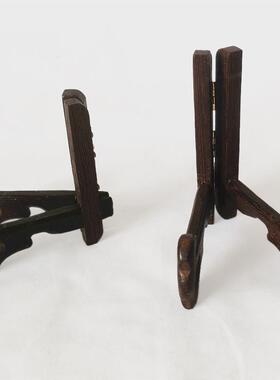 桌面摆件支架 禅意木牌木雕花板木板画木托 展品茶道茶饼展示架