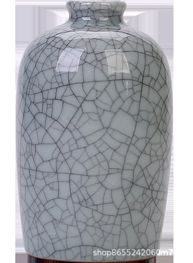 桌面禅意中式手工花器陶瓷日式花道开片迷你小花瓶摆件客厅插花瓶