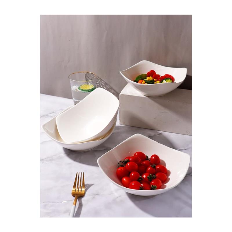 四角盘子菜盘家用简约陶瓷翘脚碗凉菜汤碗沙拉碗盘 - 图3