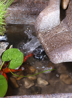 中式客厅b流水鱼缸喷泉玄关落地水景观石磨摆件民宿水池造景装饰