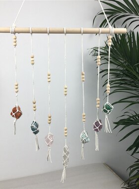 北欧手工编织水晶七色原石挂毯民宿卧室挂件墙面装饰背景墙壁挂饰