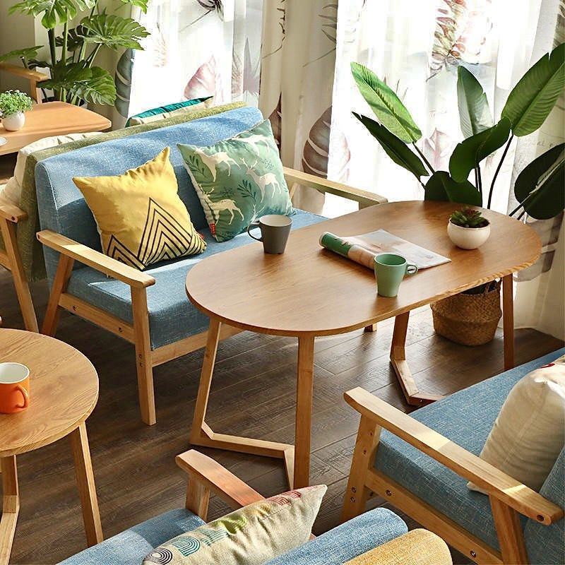 网红奶茶店餐桌椅咖啡厅桌椅组合简约洽谈实木椅甜品休闲餐厅沙发,淘宝优惠券,粉丝福利购,淘宝优惠卷