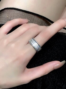 脱俗之环 爆闪满钻自律戒指2022年新款潮排钻小众设计高级感指环