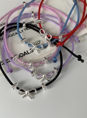 霁色幸运小红绳银转运手绳手链姐妹情侣款首饰洗澡睡觉不用摘