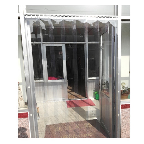 空调门帘透明家用定制商场挡风隔音防蚊隔断黄色软皮PVC塑料挂帘 - 图3