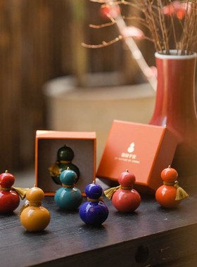 新中式福禄葫芦摆件家居饰品陶瓷车内装饰高颜值精致女生礼品