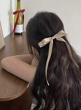 蝴蝶结飘带鸭嘴夹半扎发温柔百搭