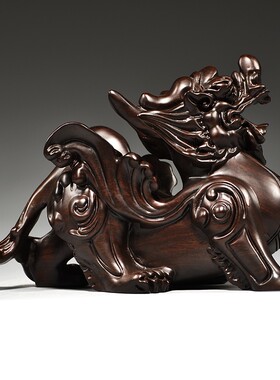 黑檀木雕貔貅摆件一对家居客厅玄关办公室装饰工艺品店铺开业送礼