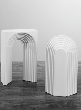 北欧现代艺术创意几何线条黑白陶瓷摆件装饰工艺品家居办公展馆