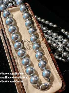 鱼姬炫彩铂金灰珍珠项链 摩登邂逅 真多麻灰珠 深海贝珠项链 叠戴