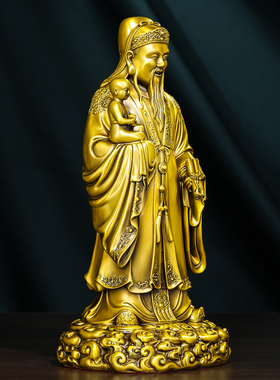 黄铜福星高照摆件全铜工艺礼品家用佛堂供奉客厅乔迁礼物子孙满堂