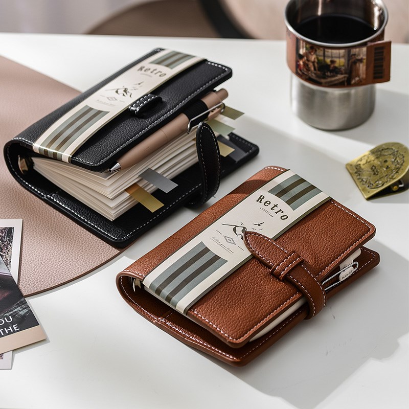 2025年新款随身便携A7活页手账本迷你笔记本本子空白网格点阵竖线 - 图0